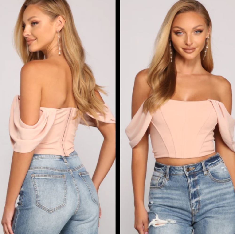 90's Vibe WINDSOR OFF-THE-SHOULDER CORSET, BLUSH L